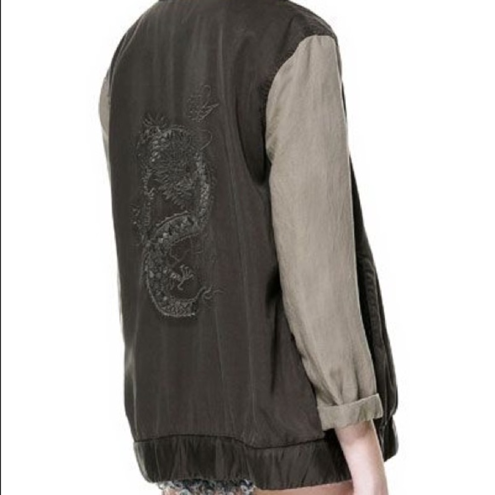 Zara Trafaluc army green bomber jacket - size M - Picture 3 of 5